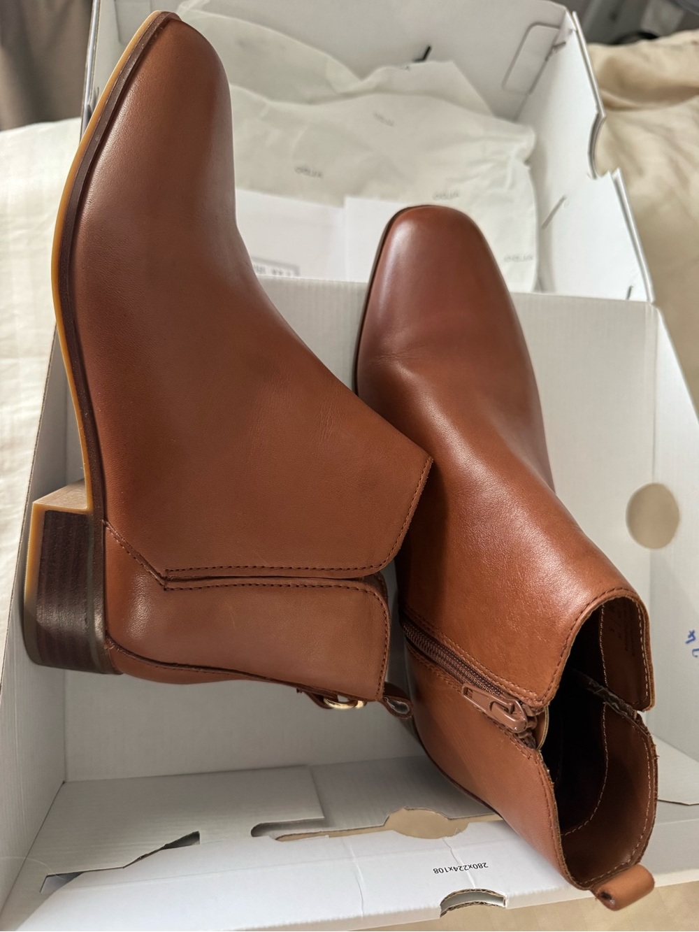 Aldo Cognac Brown Leather Ankle Booties